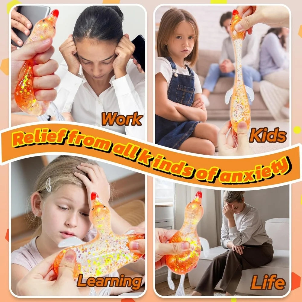 Squishy Glitter Duck Fidget Toy | Stress Relief Sensory Toy for Kids and Adults additional angle