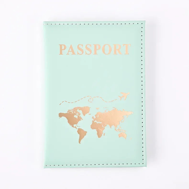 Fashion Passport Protective Cover World Pattern Travel Passport Holder Wallet Gift PU close-up view