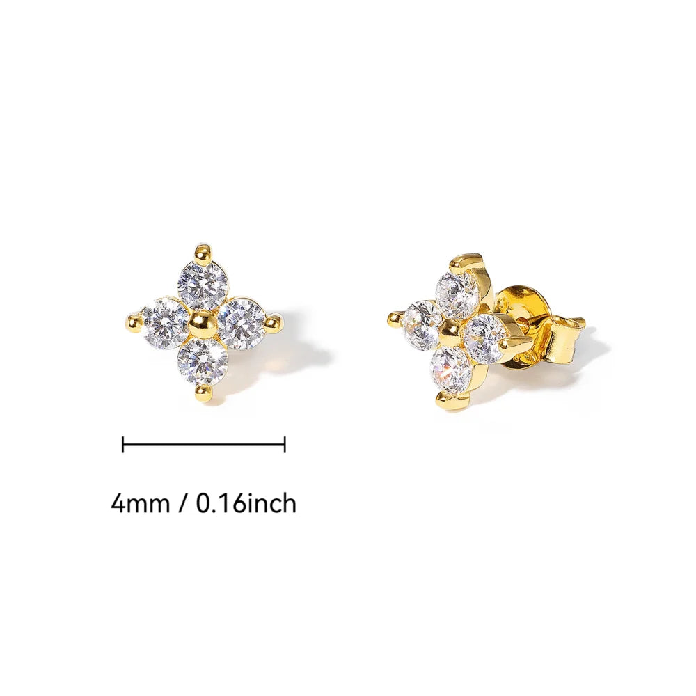 Dainty Flower Stainless Steel Stud Earrings for Women Piercing Cartilage Ear Ring Cute close-up view