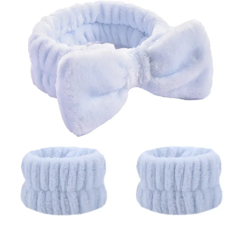 Soft Coral Fleece Headband Women Makeup Wash Face Spa Elastic Hair Band Fashion Female Girls Hair Accessories Wrist Washband