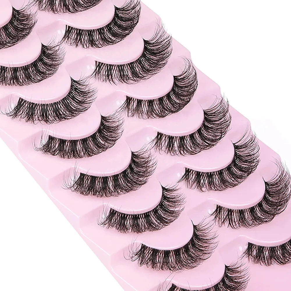 10 Pairs 6D Super Fluffy Wispy Faux Mink Eyelashes | Cat Eye Effect Dramatic Lashes lifestyle view