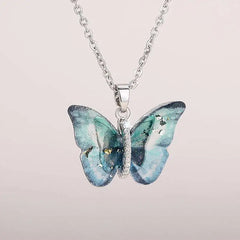 Huitan Aesthetic Butterfly Pendant Necklace for Women Silver Color/Gold Color Inlaid Shiny CZ Fashio