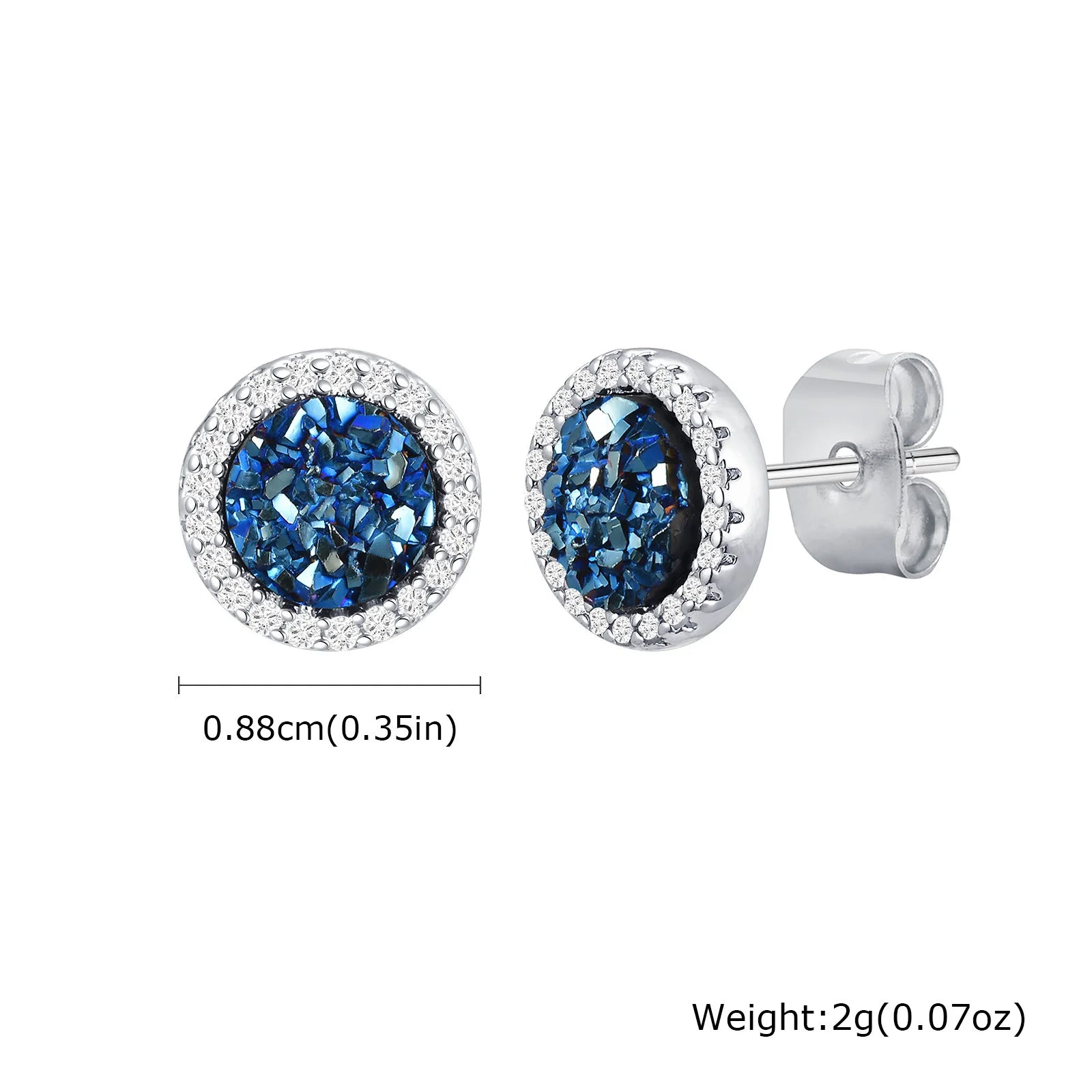 Hip Hop Broken Zircon Stud Earrings for Men Boys,Anti Allergy Round Small Metal Earrings detail view