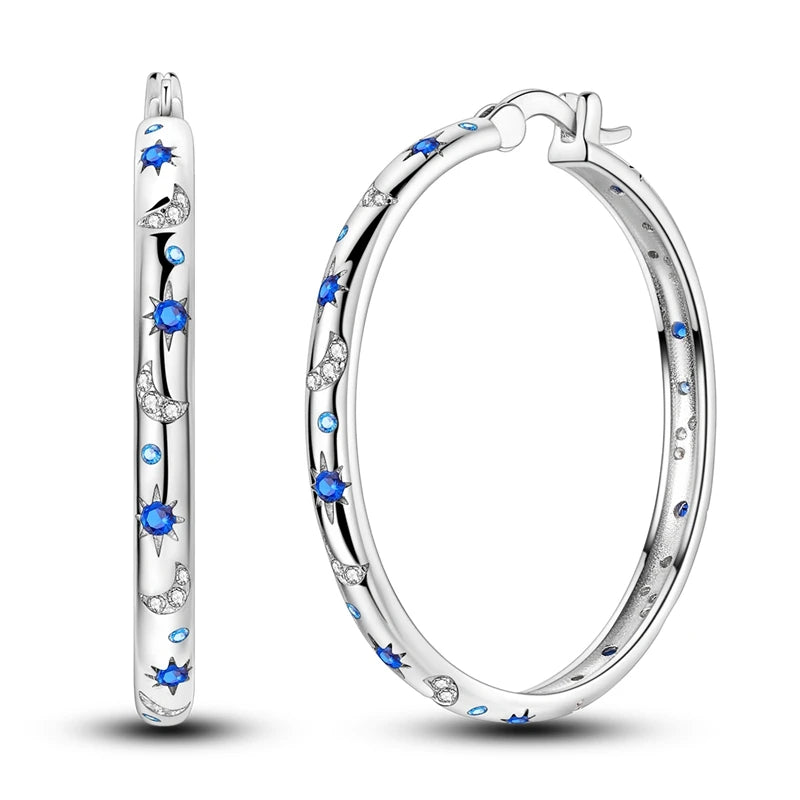 Colorful 925 Sterling Silver Hoop Earrings for Women | Classic Circle Earrings
