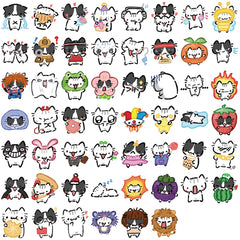 54pcs Transparent Cartoon Cat Stickers | Waterproof PET Decals for Guitar & Journals close-up view