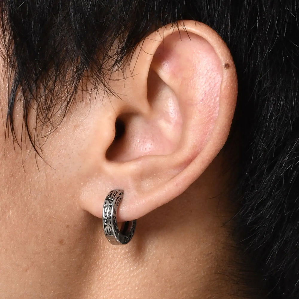 Stainless Steel Small Hoop Earrings for Men | Hypoallergenic Huggies detail view