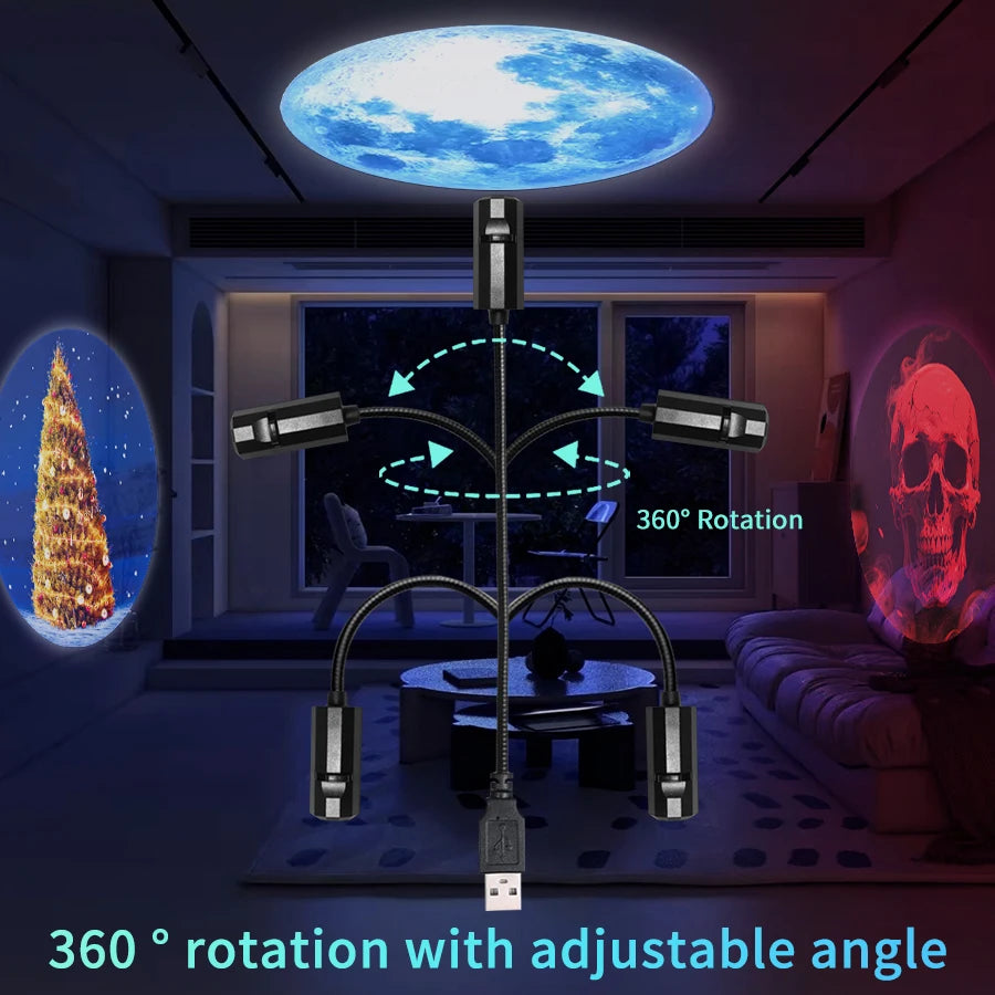 Moon Light Lamp | Projector Night Light for Ceiling Wall Mood Decoration close-up view