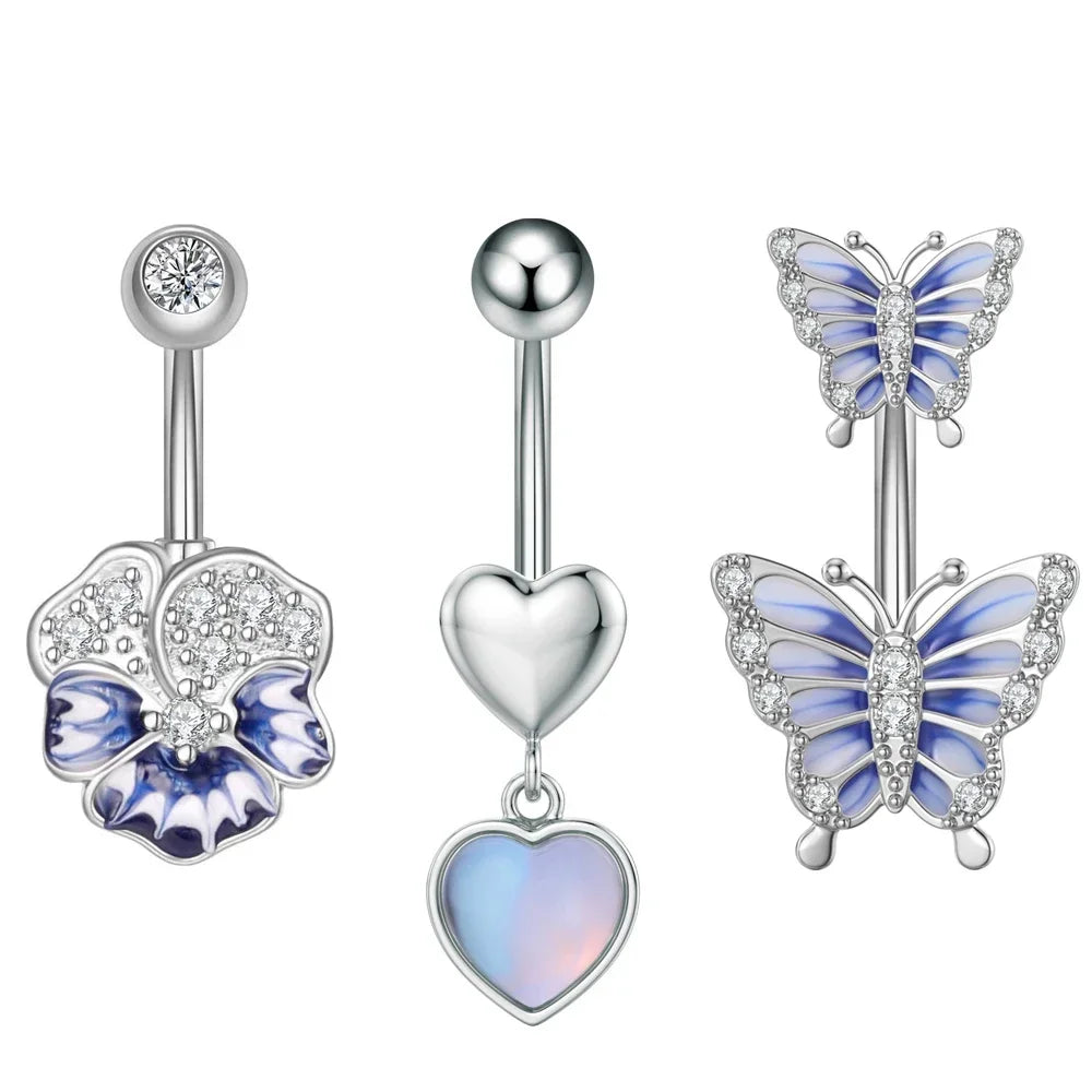 Belly Button Piercings Set Dangled Curved Navel Piercing Ombligo Pack Belly Rings J additional angle