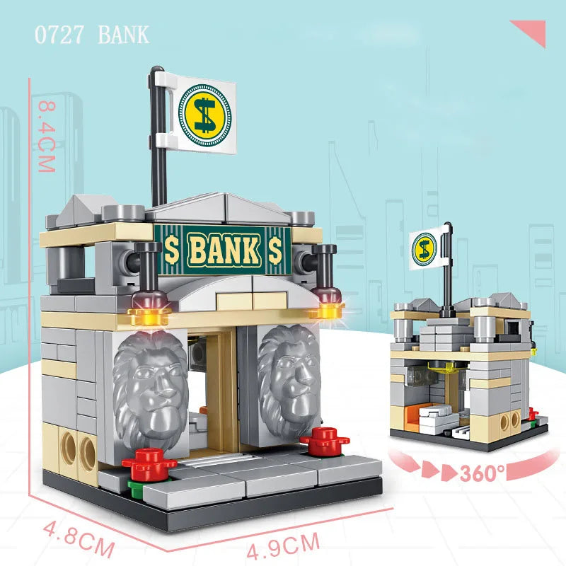 Stackable Building Blocks Toy 8 Pieces | City Street View Set for Kids close-up view