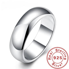 High Quality 925 Sterling Silver Ring Fashion Simple Smooth Round Ring Party Jewelry for Women Size