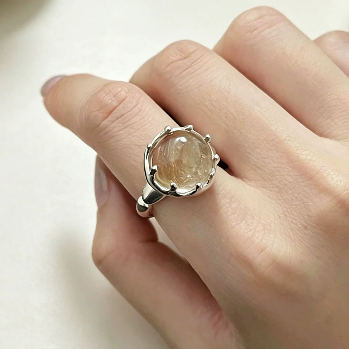 PANJBJ 925 Sterling Silve Multilayer Irregular Geometric Ring for Women Simple Charm Retro Jewelry Gift
