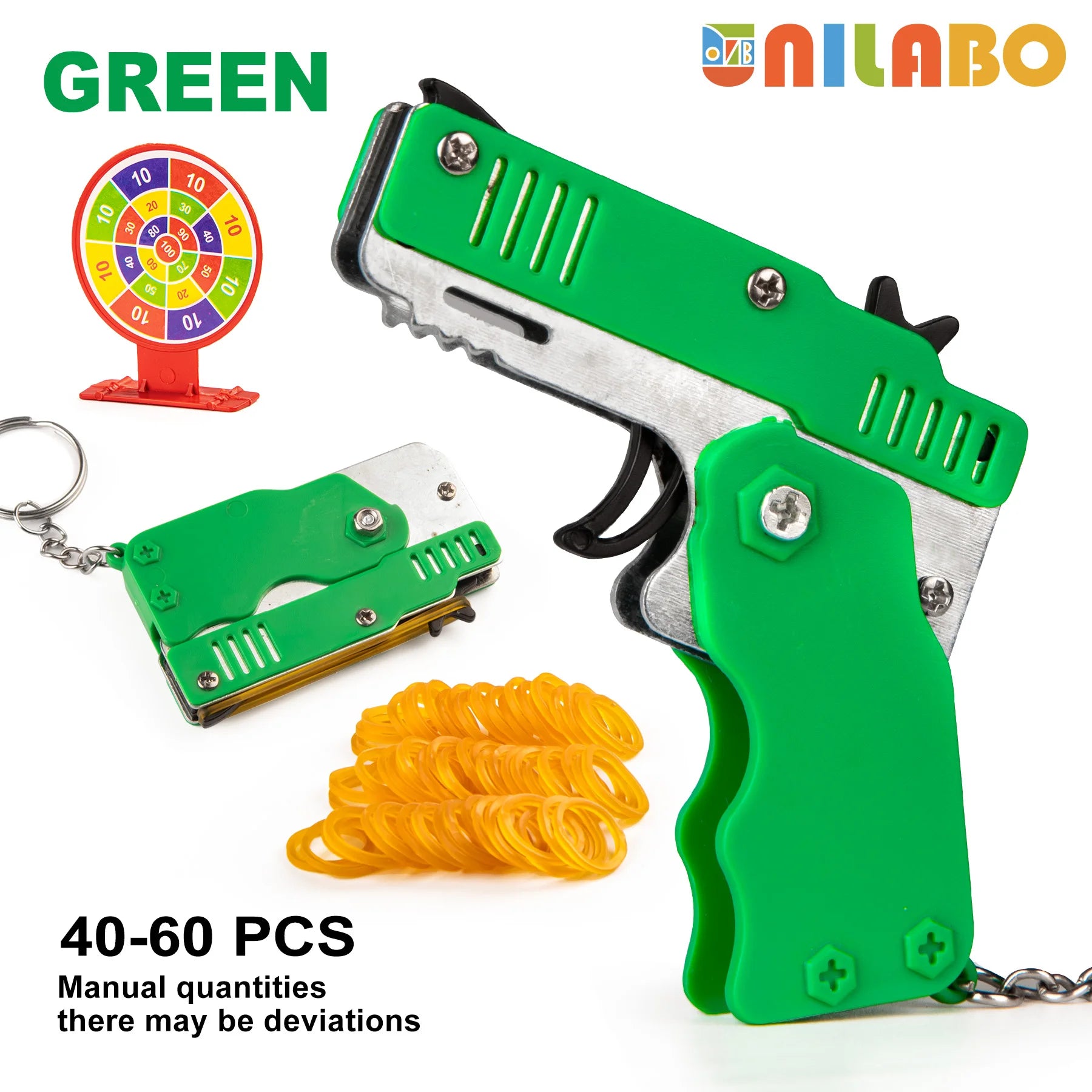 Mini Alloy Foldable Rubber Band Gun Keychain | Quick Shooting Toy detail view