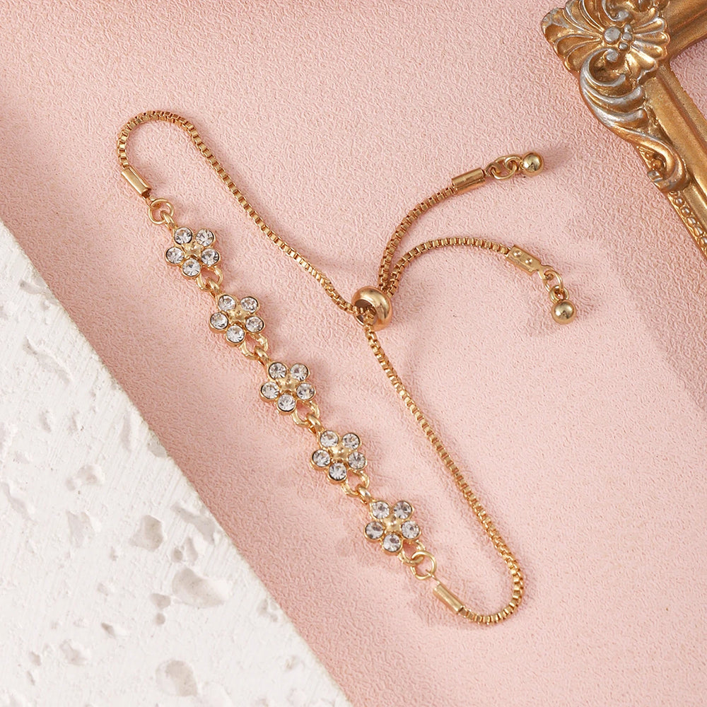 Zinc Alloy Bracelet Sparkling Zircon Flower Bracelet Handmade Bracelet Alloy For Dail alternate view