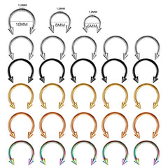 5pc Stainless Steel C Shape Septum Piercing Nose Ring Cartilage Earrings For Women Men Body Jewelry