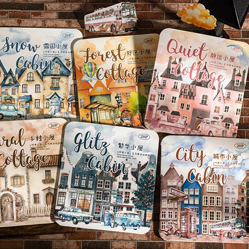 2Style 60Pcs/bag cabin landscaping hard card stickers pack DIY handbook material phone case diary de