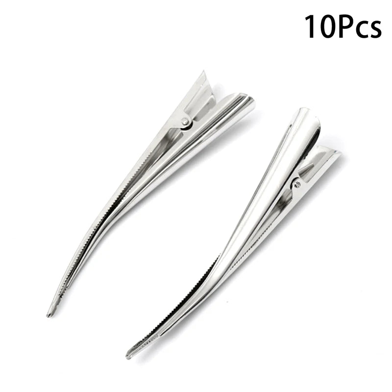 (BF06)5/10pcs Long Metal Hair Clips Horn Clip Hair Clamps Hair Accessories Duck Teeth Hairdressing Salon Tip Clip