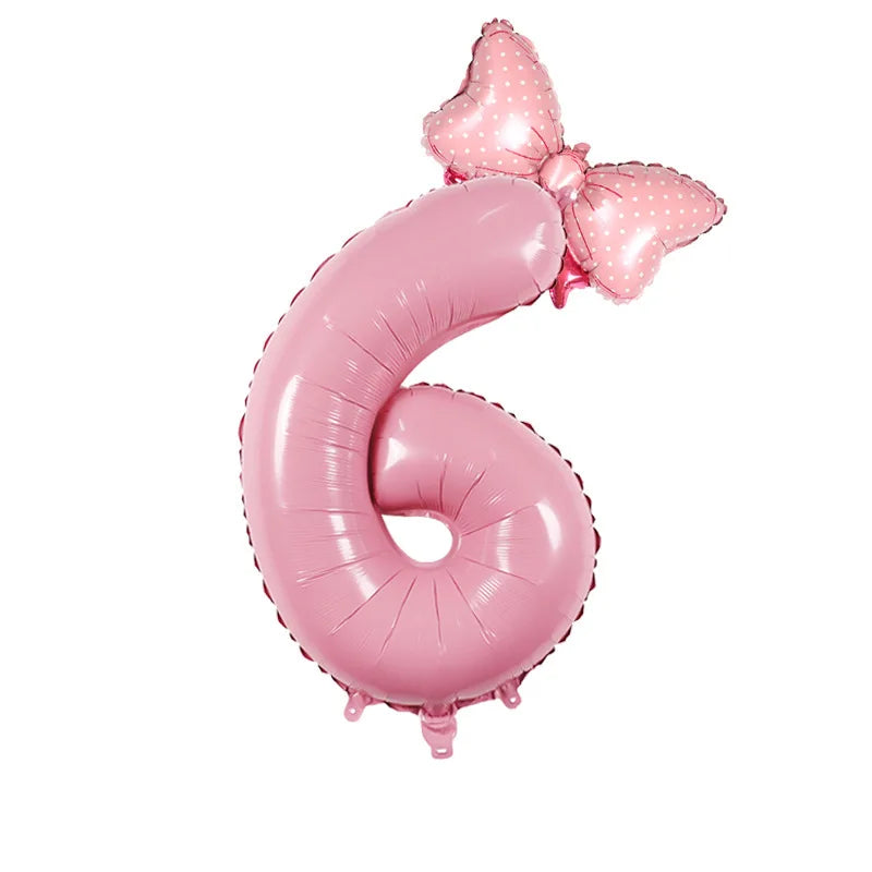Number Foil Balloon Set with Bows | Birthday Party Decor alternate view