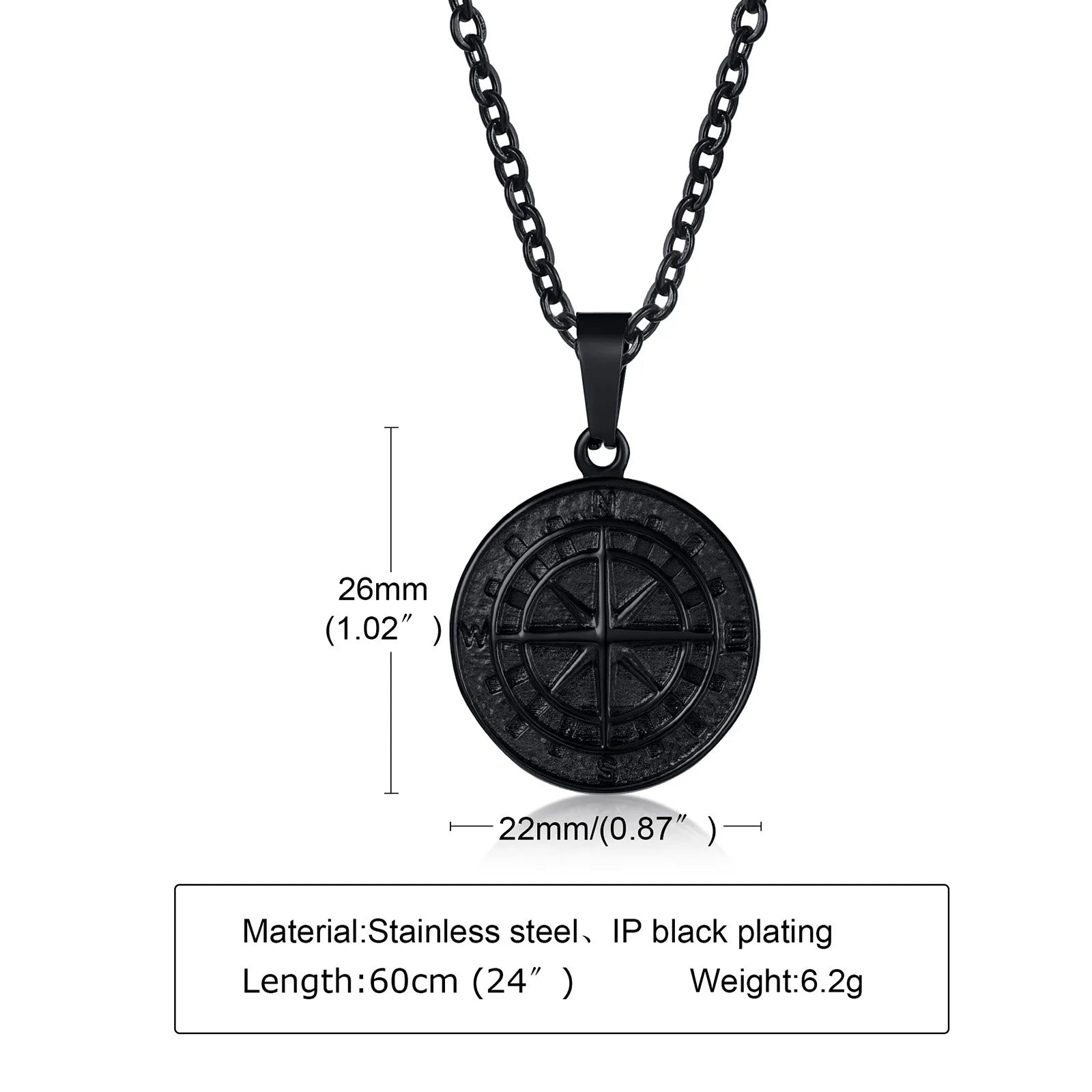 Vintage Compass Pendant Necklace | Stainless Steel Coin Necklace for Men lifestyle view