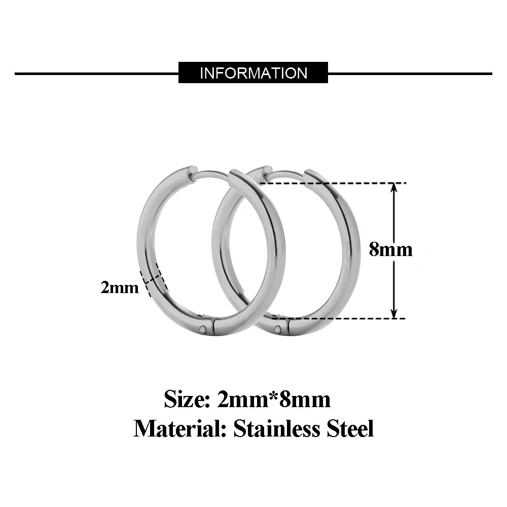 10pcs 18K PVD Gold Plated Stainless Steel Hoop Earrings Women Earrings Men Punk Hipho lifestyle view