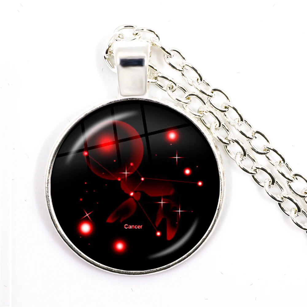 Zodiac Necklace Silver Plated | 12 Constellation Pendant Jewelry detail view