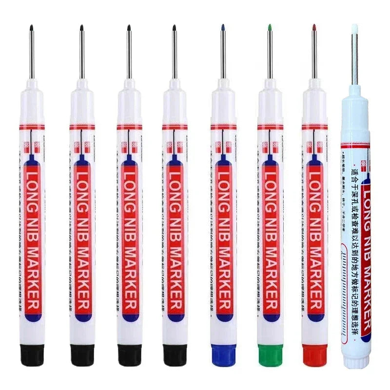 20mm Deep Hole Long Nib Markers Set | Multi-Purpose Perforating Pen for Metal, Wood, a close-up view