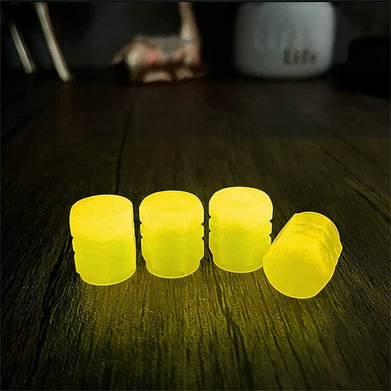 Automobile Tire Valve Cap Fluorescent Yellow Night Glowing Car Motorcycle Wheel Styli alternate view