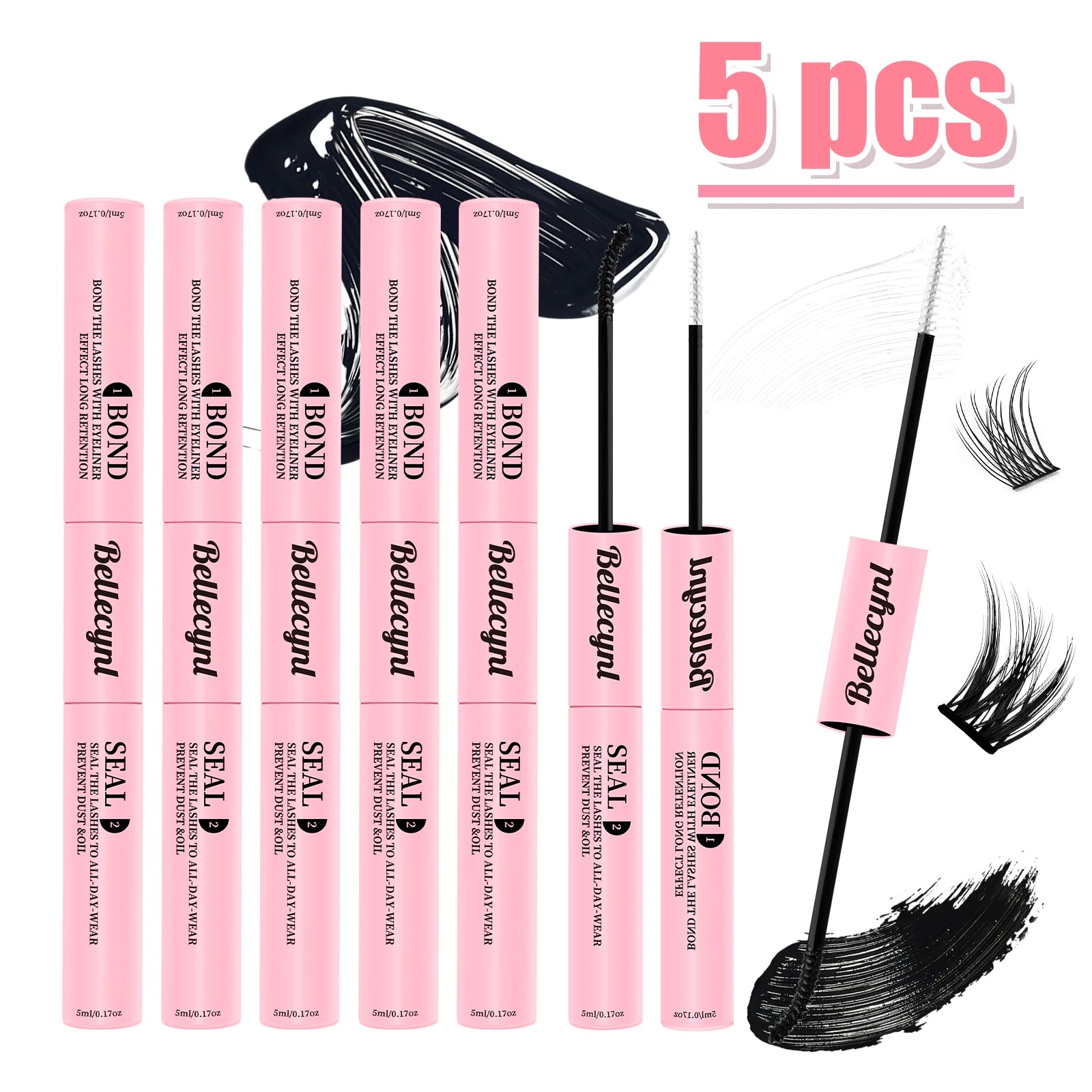 10ml Cluster Lash Glue Waterproof Sweatproof Black Eyelash Adhesive Quick-Dry Clusters Hold up to 72 Hours