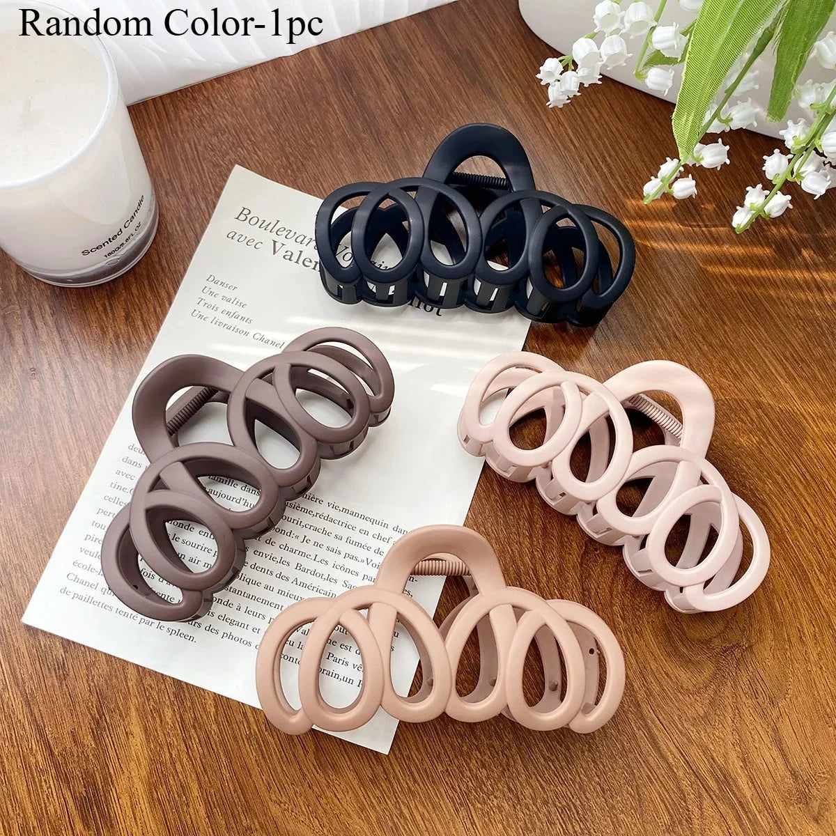 Frosted Hollow Hair Claw Bow Hair Clip Crab Elegant Hairpin Women Barrette Solid Headband Simple Korean Fashion Hair Accessories