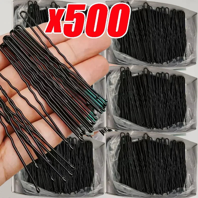 5/6/7cm U-Shaped Wavy Hair Clips Bobby Pin Barrette Salon Grip Black Metal Hairpins D alternate view