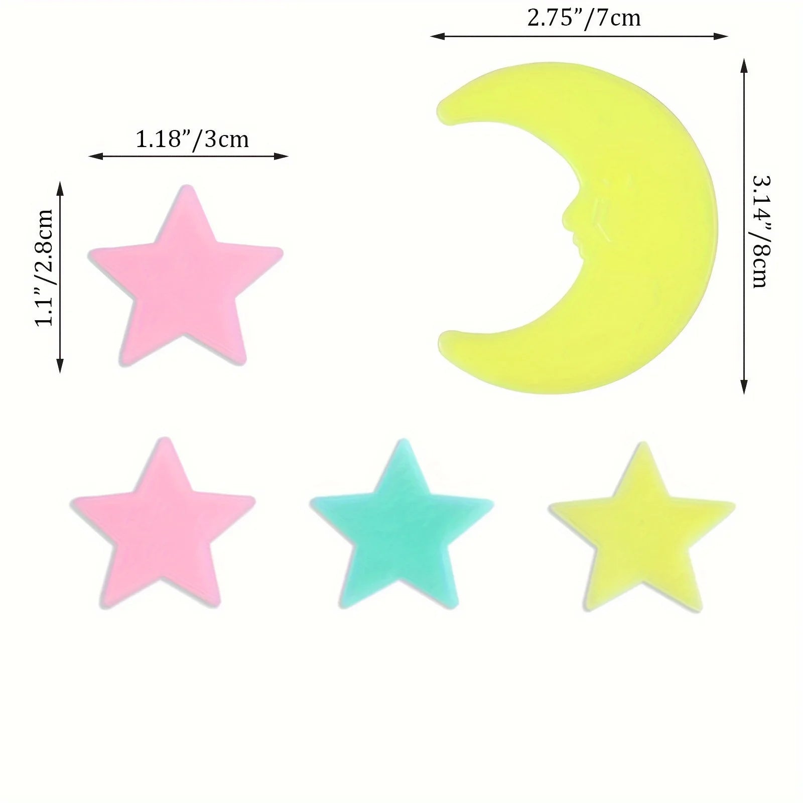 100 Pcs Glow in The Dark Stars and Moon Wall Stickers | 3D Luminous Starry Sky Deco additional angle