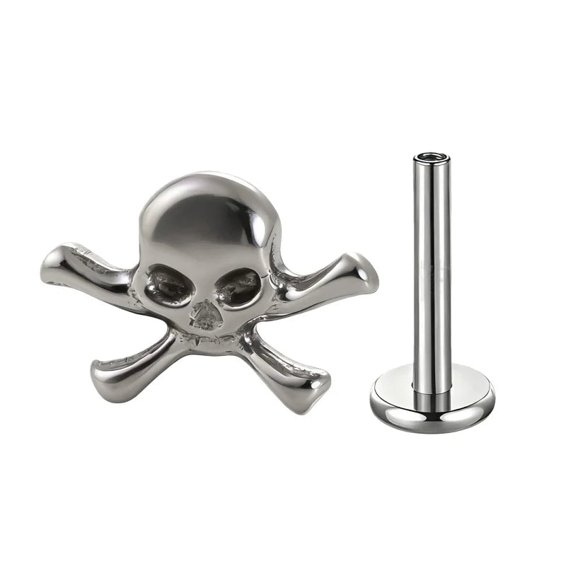 G23 Titanium Cross Lip Piercing 16G Gothic Skull Labret Tragus Helix Cartilage Nose Jewe detail view