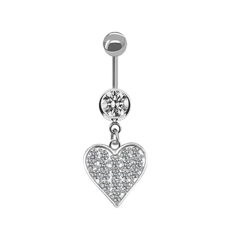Sweet Butterfly Crown Heart Drop Belly Button Pink White Crystal Stone Hellokitty D additional angle