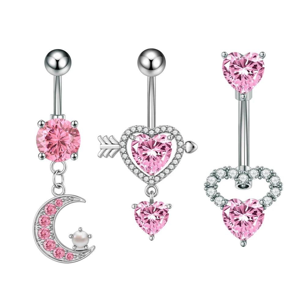 Belly Button Piercings Set Dangled Curved Navel Piercing Ombligo Pack Belly Rings J additional angle