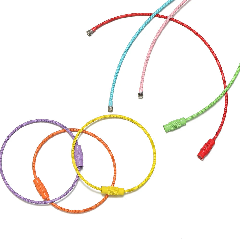 10pcs/lot 50mm Iron Key Ring Colorful Keychain Rings Screw Lock for Jewelry Making Key close-up view