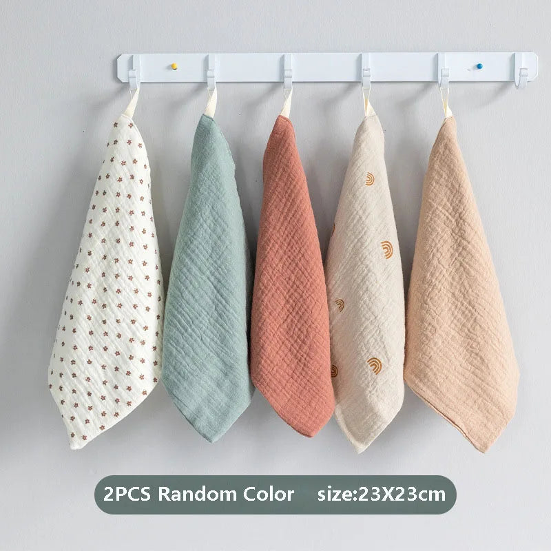 Soft Cotton Gauze Baby Towel Set | Newborn Muslin Handkerchief for Bath and Face alternate view