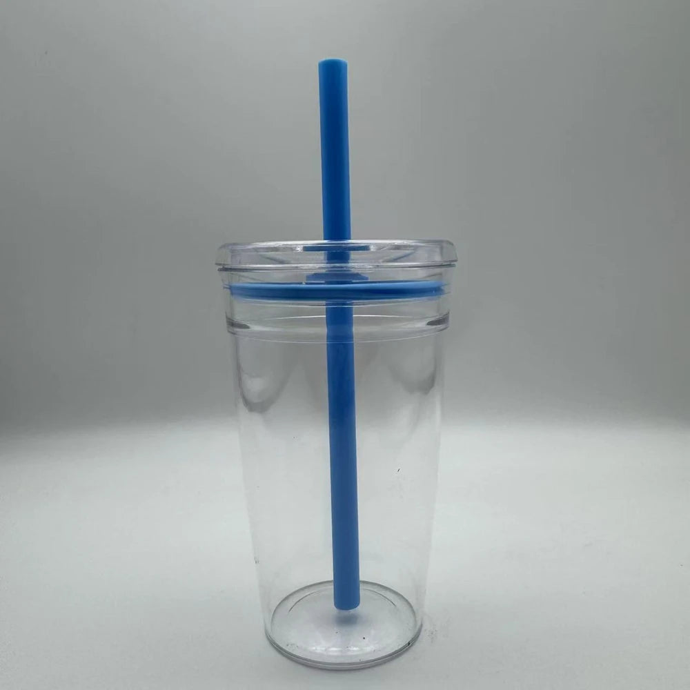 Star Korean Style 450ML Summer High-value Milk Straw Plastic Cup Transparent Multi-co lifestyle view