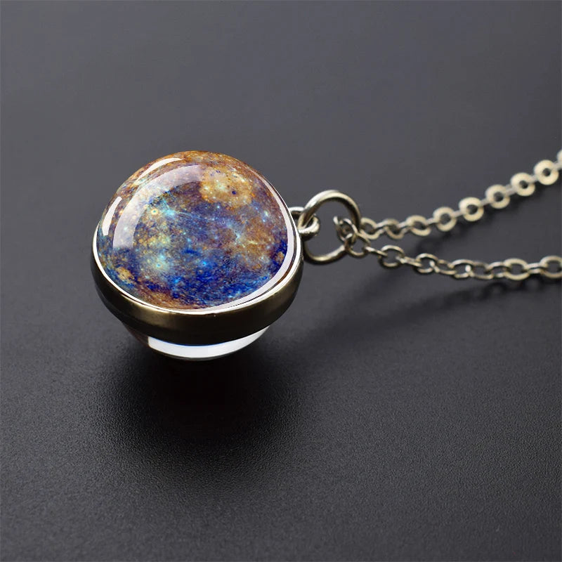 Solar System Galaxy Pendant Necklace | Unisex Astronomy Jewelry Gift alternate view