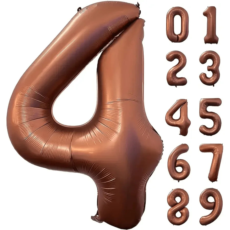 40 Inch Foil Number Balloon Set | Brown Birthday Party Decoration lifestyle view