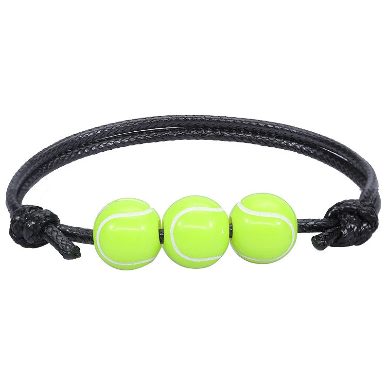 5/10pcs Football Baseball Basketball Beads Charm Adjustable Bracelets for Sports Theme close-up view