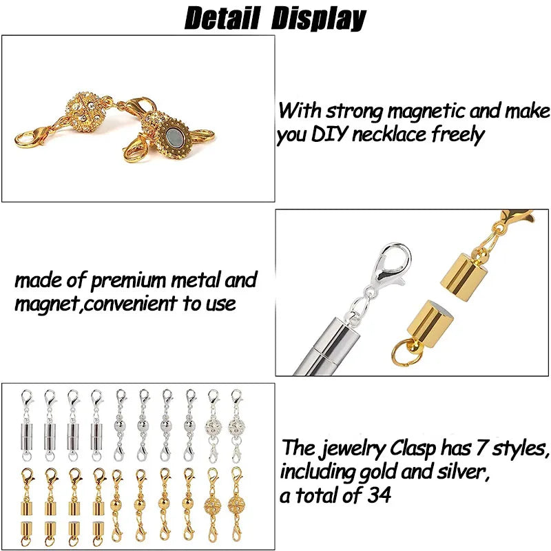 Heart Round Magnetic Clasps Set | DIY Jewelry Connector Charms detail view