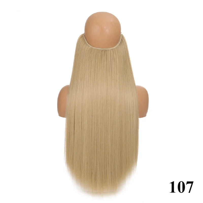 Fish line hair extension piece | 40cm 50cm 60cm straight and curly daily wear for wome close-up view