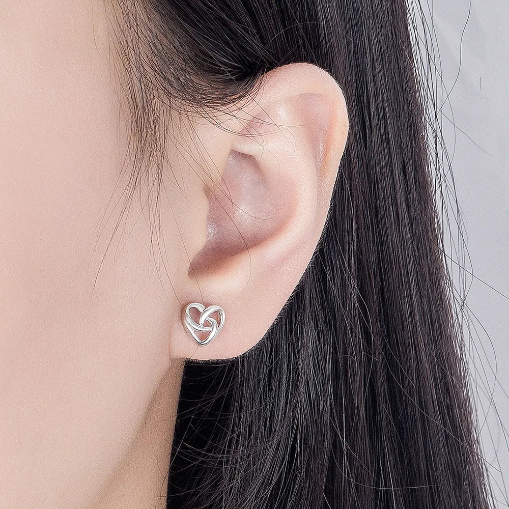 925 Sterling Silver Love Heart Stud Earrings For Women Luxury Designer Jewelry Best S lifestyle view