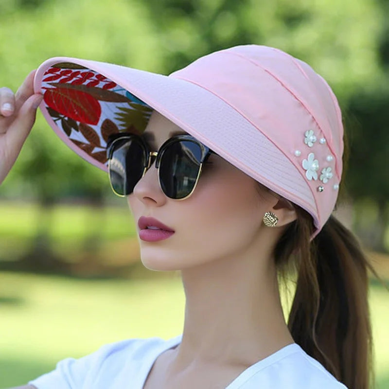 Sun Protection Hat for Women | Foldable UV Guard Visor detail view