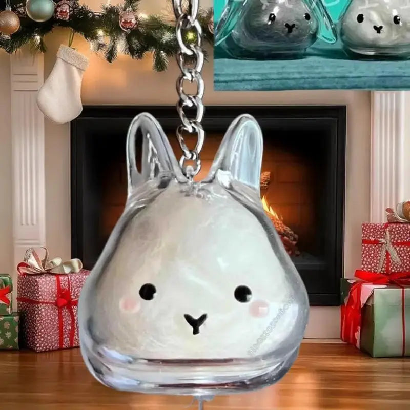 ❤️ Cartoon Pet Hair Memorial Transparent Storage Box Keyring Cute Animal Rabbit Fur additional angle