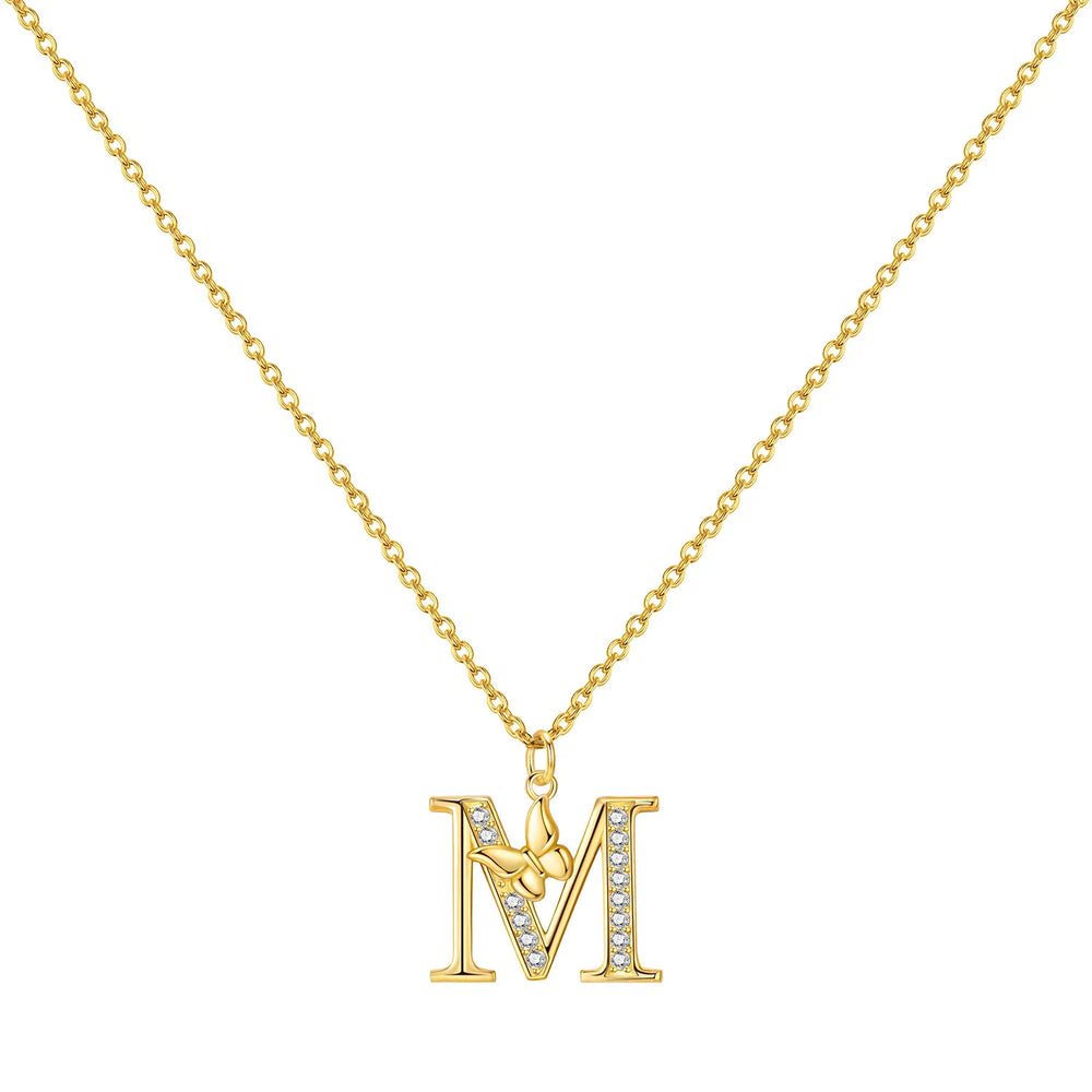 925 Sterling Silver Butterfly Initial Necklace | 26 Letter Y-Shaped Pendant for Women lifestyle view