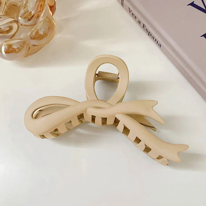 13CM Matte Hair Clips Vintage Ribbon Bow Hair Claws Crab Headwear Hairpins Shark Ponytail For Women Hair Accessories Barrettes