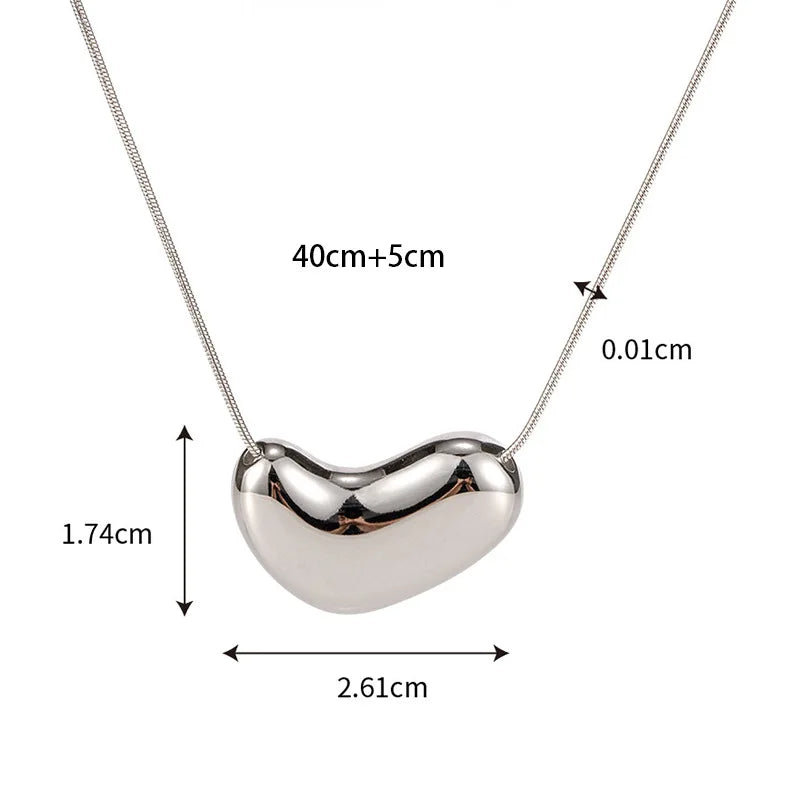 316L Stainless Steel Heart Necklace with Delicate Chain | Hypoallergenic Jewelry Gift close-up view