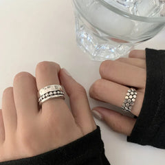 VENTFILLE 925 Sterling Silver Geometric Multilayer Round Bead Ring Female Fashion Punk Temperament P