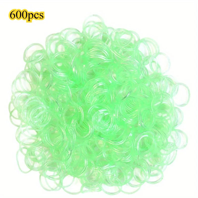 600pcs Colorful Loom Band DIY Bracelet Luminous Transparent Rubber Band Rainbow Circl alternate view