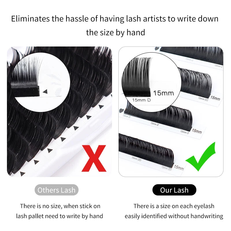 Winky Beauty 12 Rows Faux Mink Individual Eyelash Extensions | Soft and Thick Lashes detail view